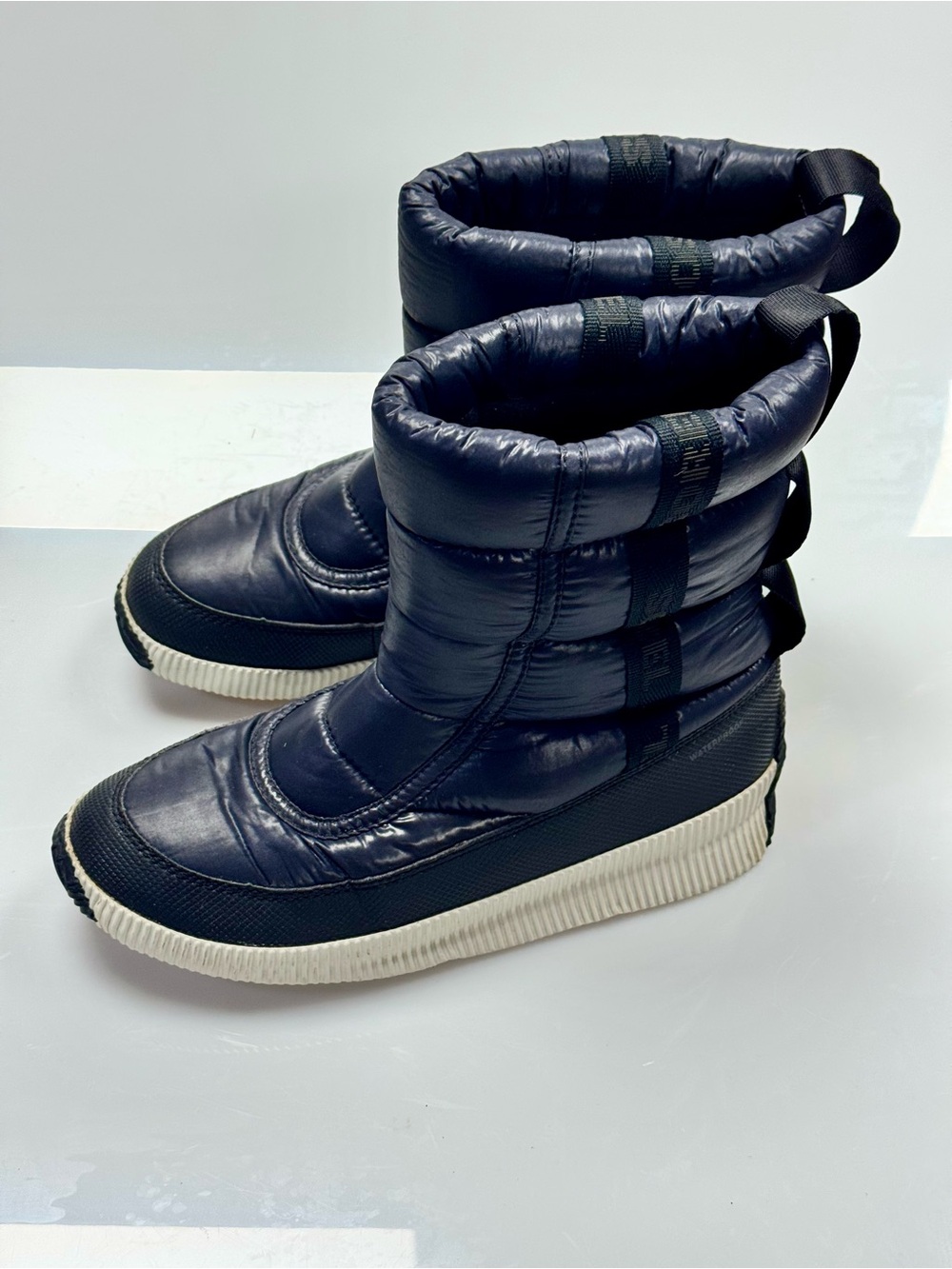 SOREL Out N About Puffy Mid Boots Navy Waterproof Snow Winter Womens 8.5